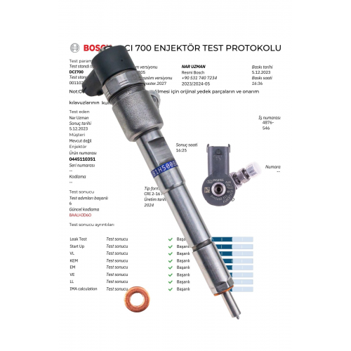 0445110351 55219886 Fıat Fıorıno 1.3 D Multijet |uyumlu Enjektör