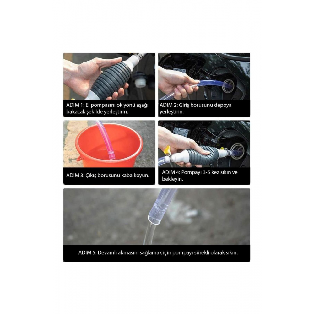 Manuel 200cm Benzin Mazot Yakıt Su Yağ Sıvı Aktarım Transfer El Pompası