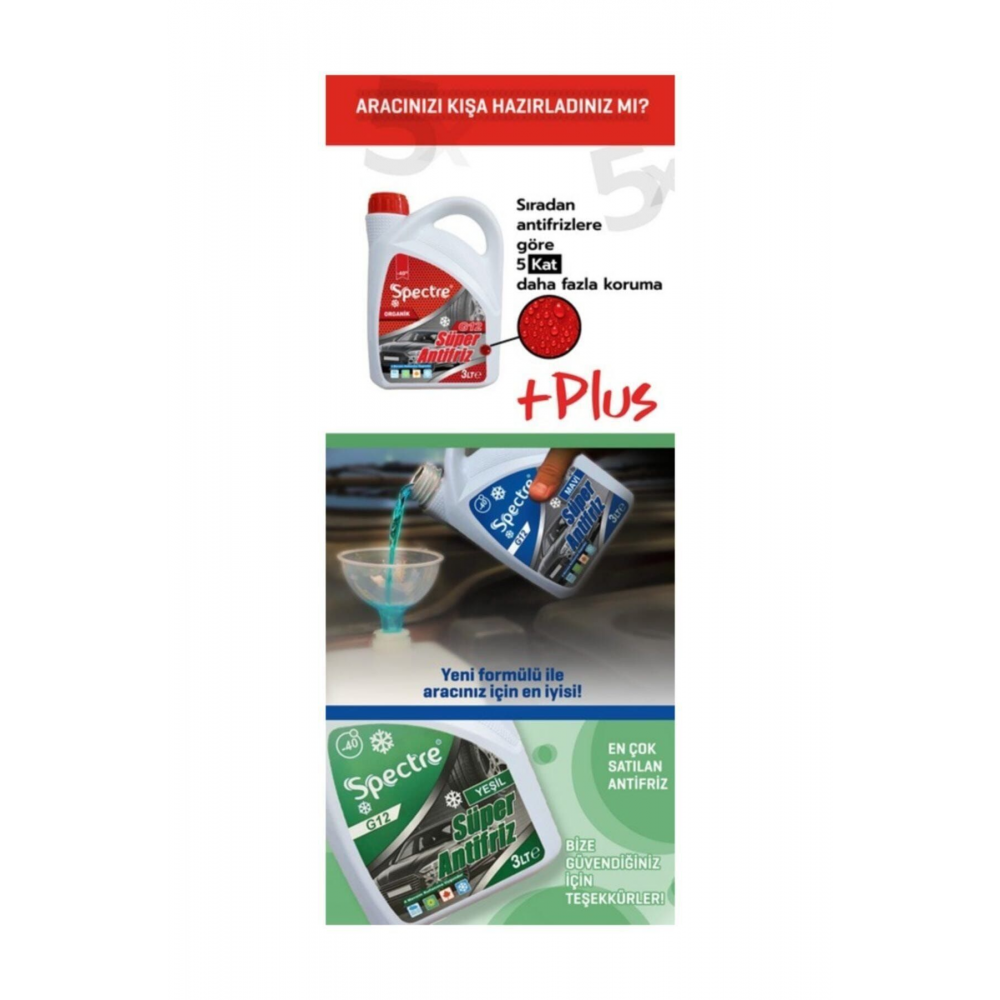 Teos G12++ Kırmızı Organik Süper -40 Antifriz 3 Litre + Colombia Çok Amaçlı Temizleyici 1 Kg