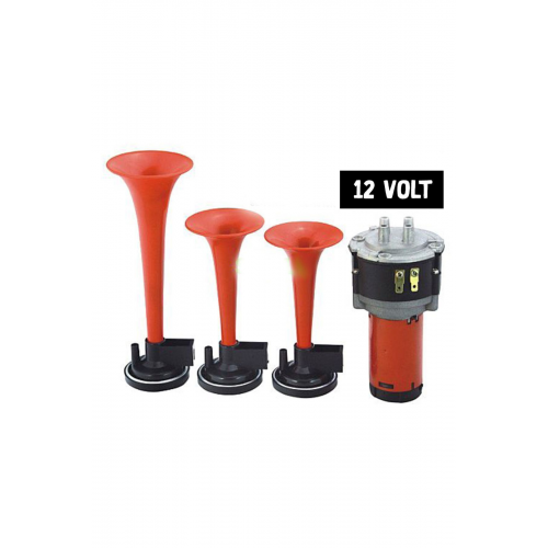 Havalı Korna 3 Borulu Motorlu 12 Volt
