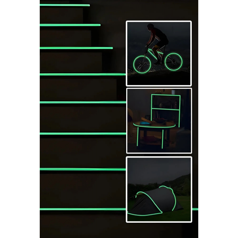 Fosforlu Parlayan Bant Araba Motosiklet Bisiklet Koridor Merdiven Şerit 1cm*3metre