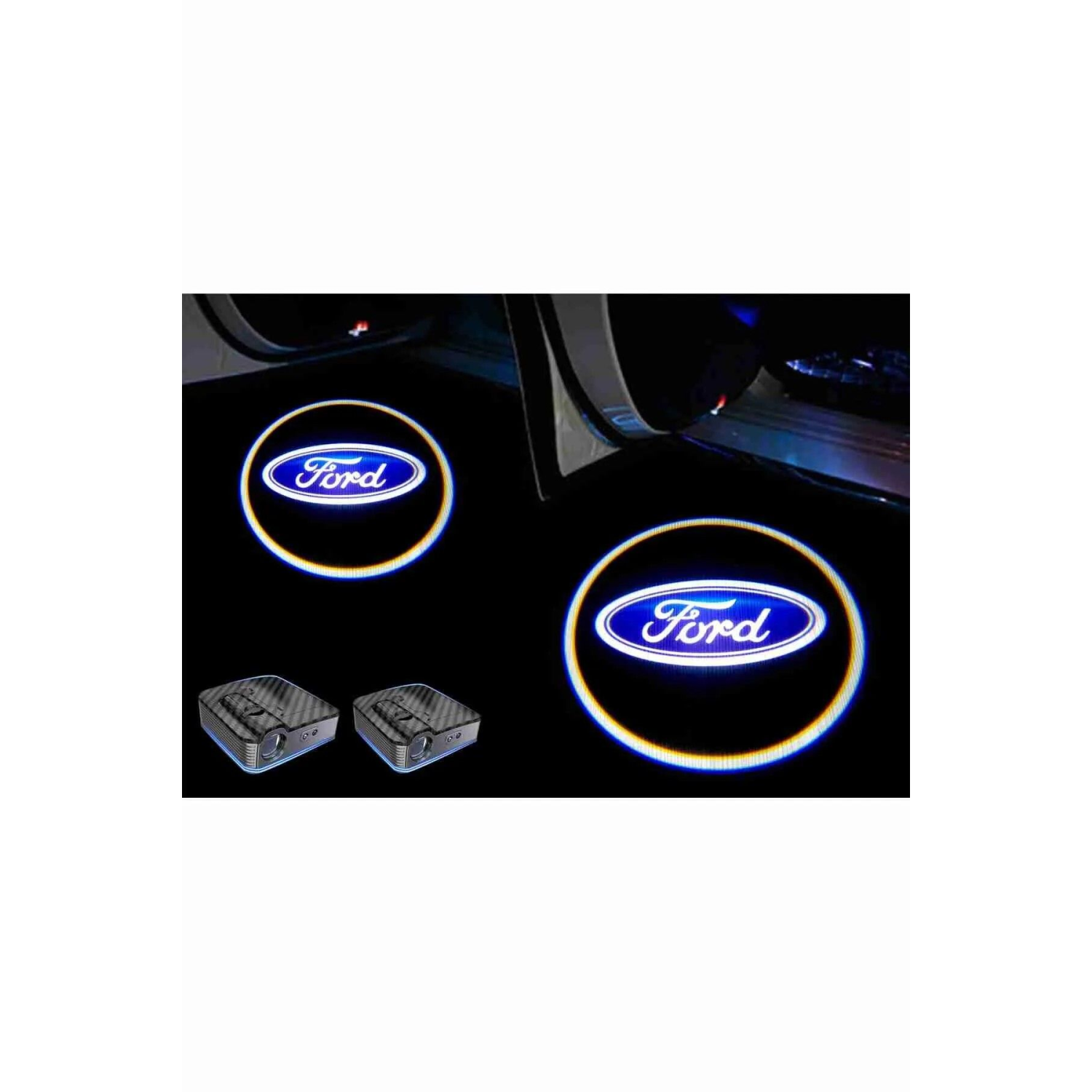 OTOACTİON Ford Araçlar İçin Pilli Yapıştırmalı Kapı Altı Led Logo-Projektör