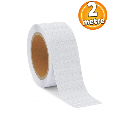 Reflektörlü Araç Oto Traktör Kamyon Dış Aksesuar Reflektif Fosforlu Şerit Bant Beyaz Ikaz Bandı 2 Mt