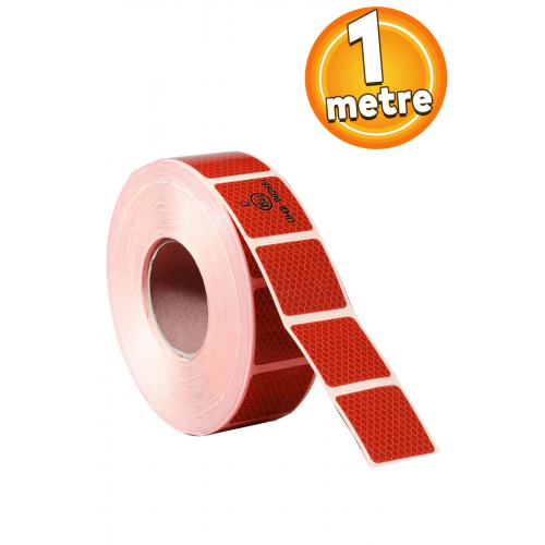 Tüvtürk Onaylı Reflektörlü Araç Oto Reflektif Fosforlu Şerit Bant Kesikli Kırmızı Ikaz Bandı 1 Mt