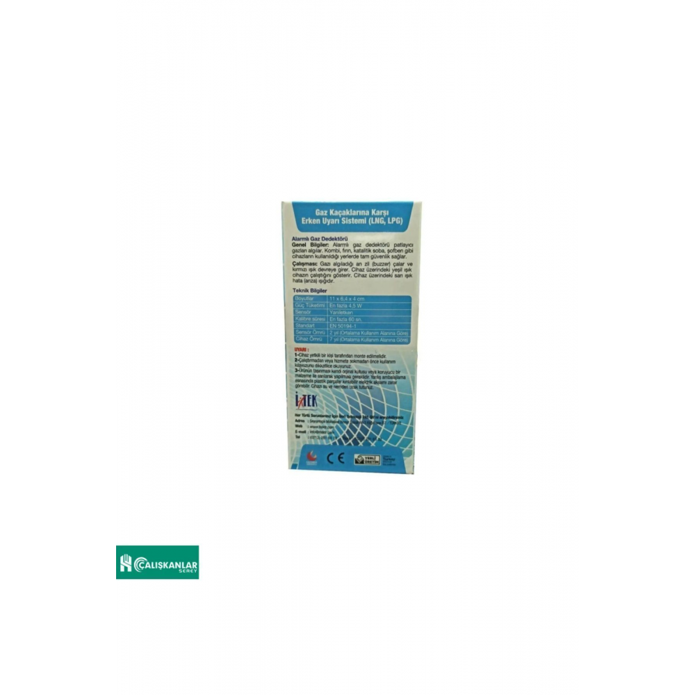 Itek Doğalgaz Alarm Cihazı Nys-3 Model Gaz Dedektörü, Garantili