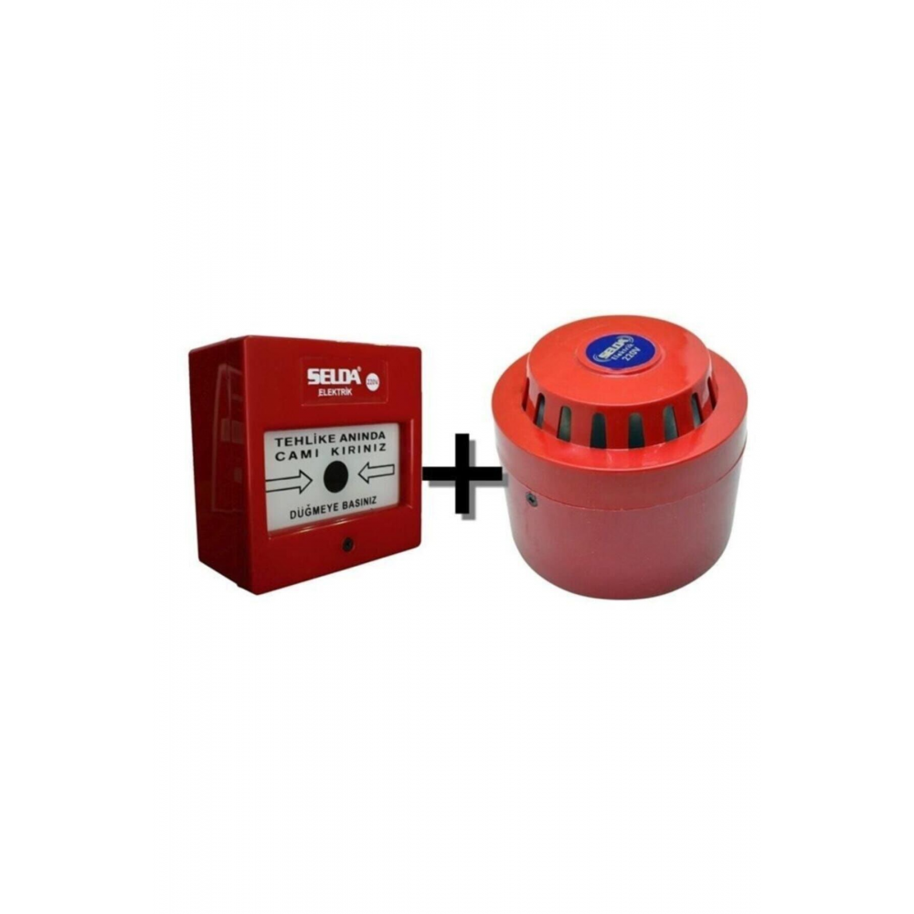 Yangın Alarm Ihbar Ikaz Sireni Ve Butonu 2'li Set