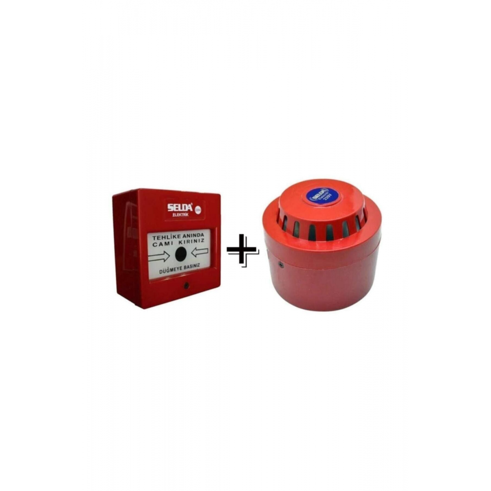 Yangın Alarm Ihbar Ikaz Sireni Ve Butonu 2'li Set