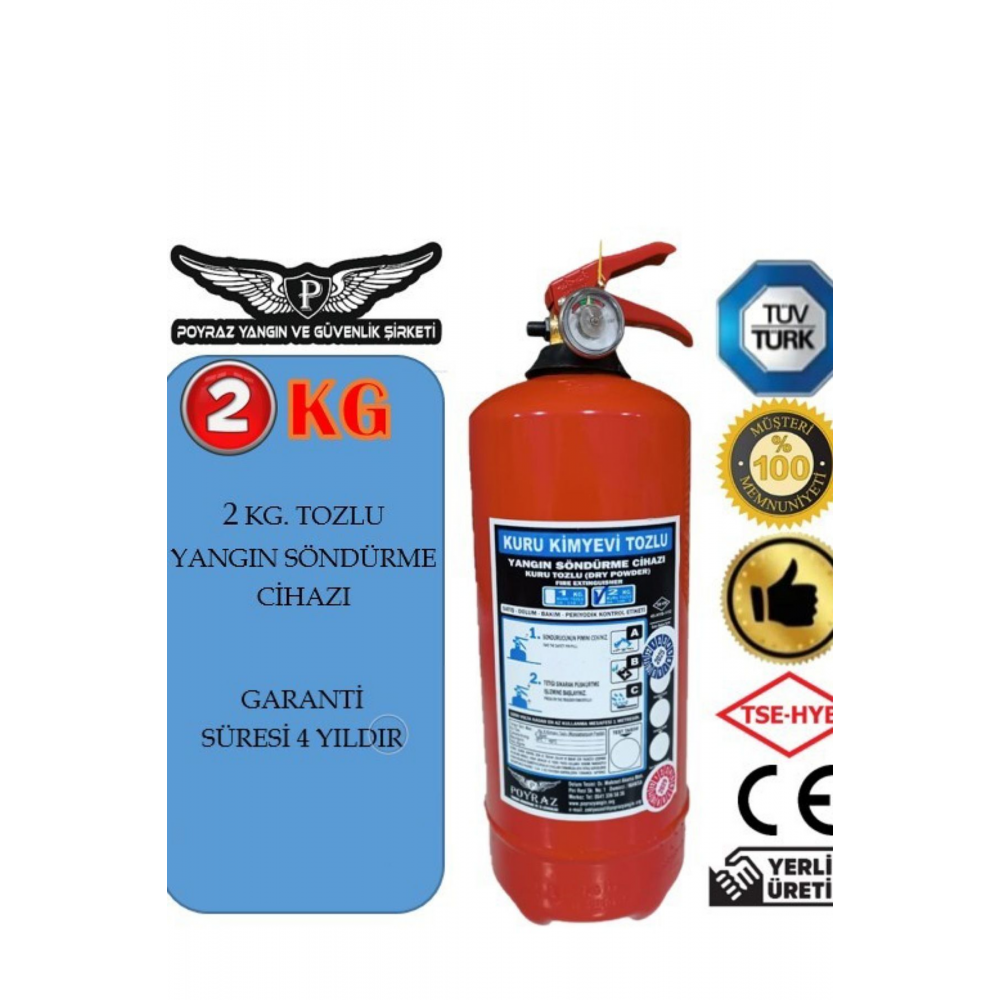Yangın Tüpü Sondurucu Abc Tozlu 2kg 4 Yıl Garantılı 2025 Uretım 2029 Tarihli Tuv-türk Uyumlu