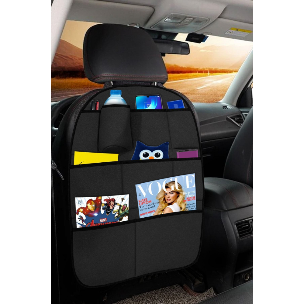 Elit Siyah Araç Koltuk Arkası Organizer - Araç Içi Eşya Düzenleyici