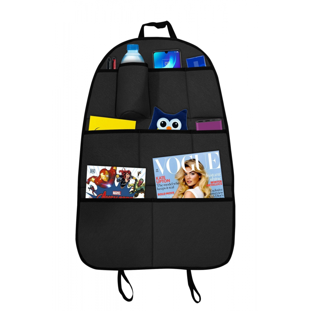 Elit Siyah Araç Koltuk Arkası Organizer - Araç Içi Eşya Düzenleyici