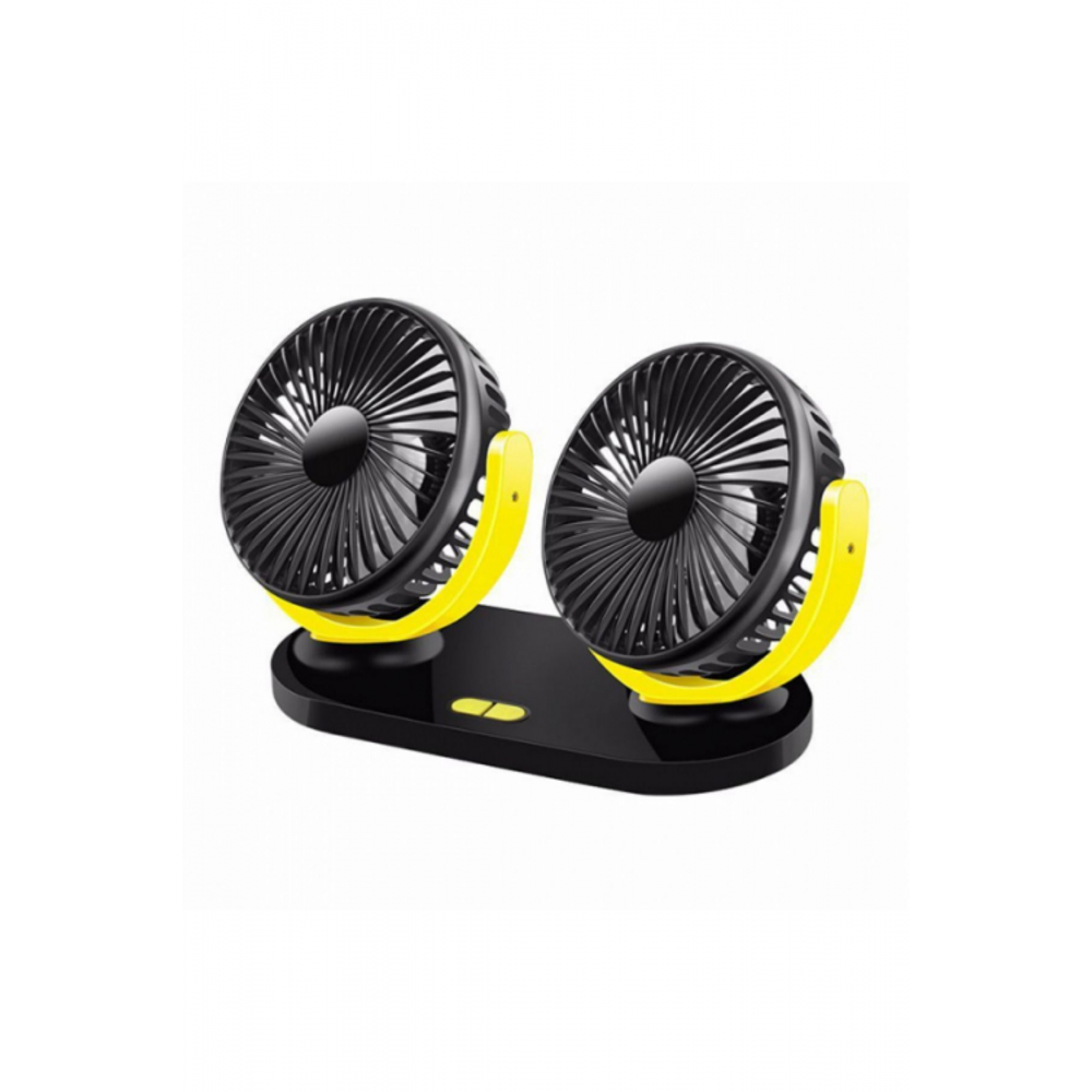 3 Kademeli Çift Başlı 360 ° Dönebilen Araç Fanı Oto Fan Soğutucu Vantilatör Usbli