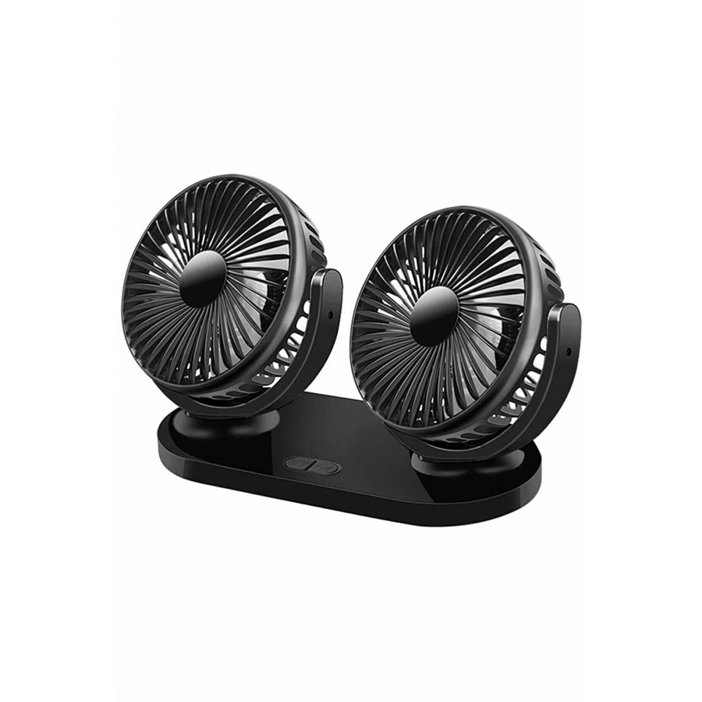 3 Kademeli Çift Başlı 360 ° Dönebilen Araç Fanı Oto Fan Soğutucu Vantilatör Usbli