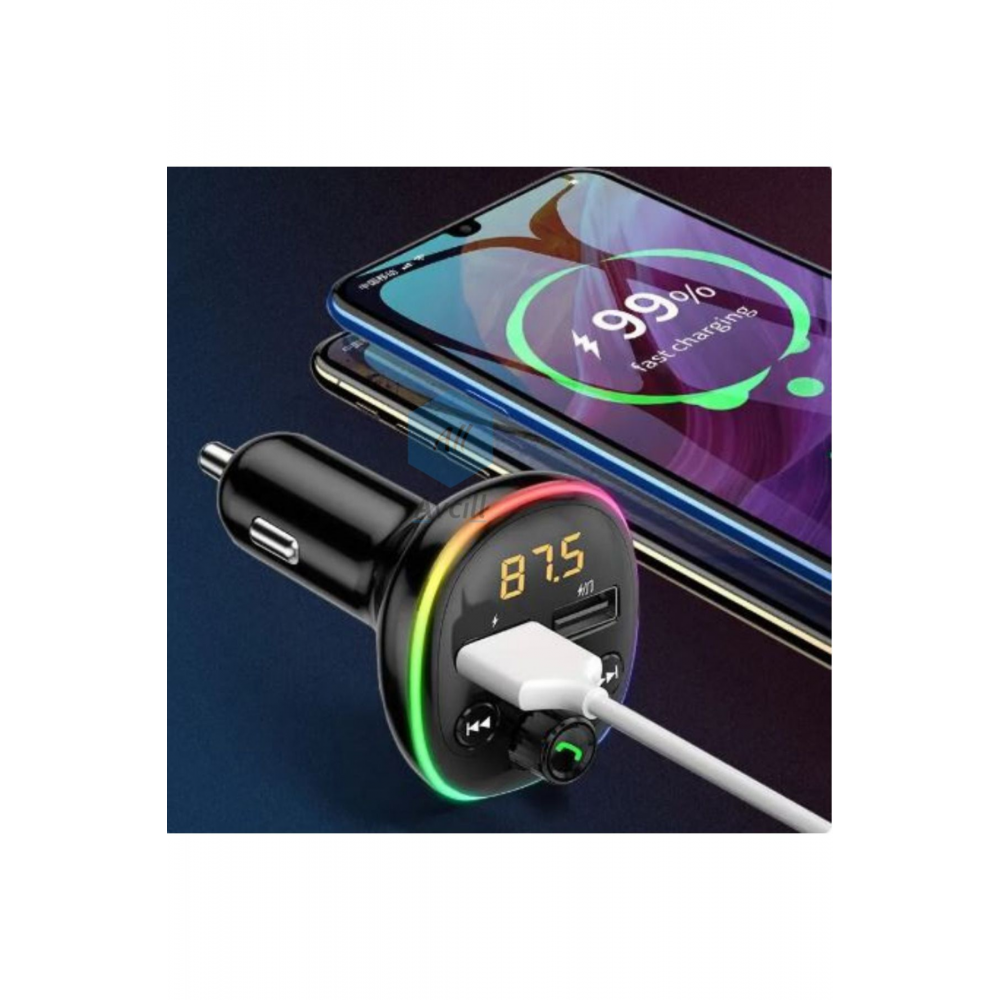 Car X8 Araç Fm Transmitter 5.0 Bluetooth Araç Kiti Usb Mp3 Sd Kart Çakmaklık Girişli Oto Müzik Çalar