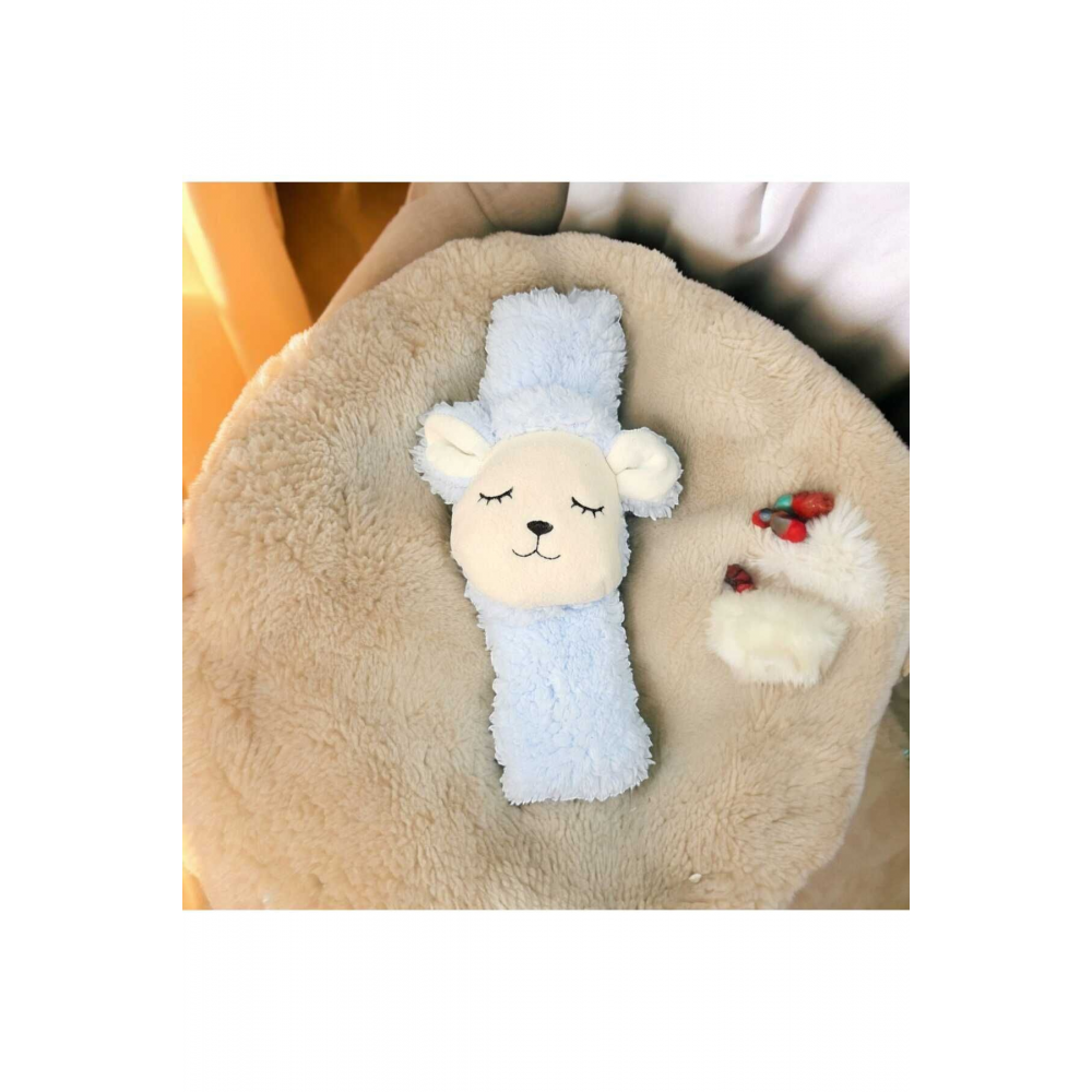 Araba emniyet kemeri aksesuarı mavi kuzucuk süs araba yastığı