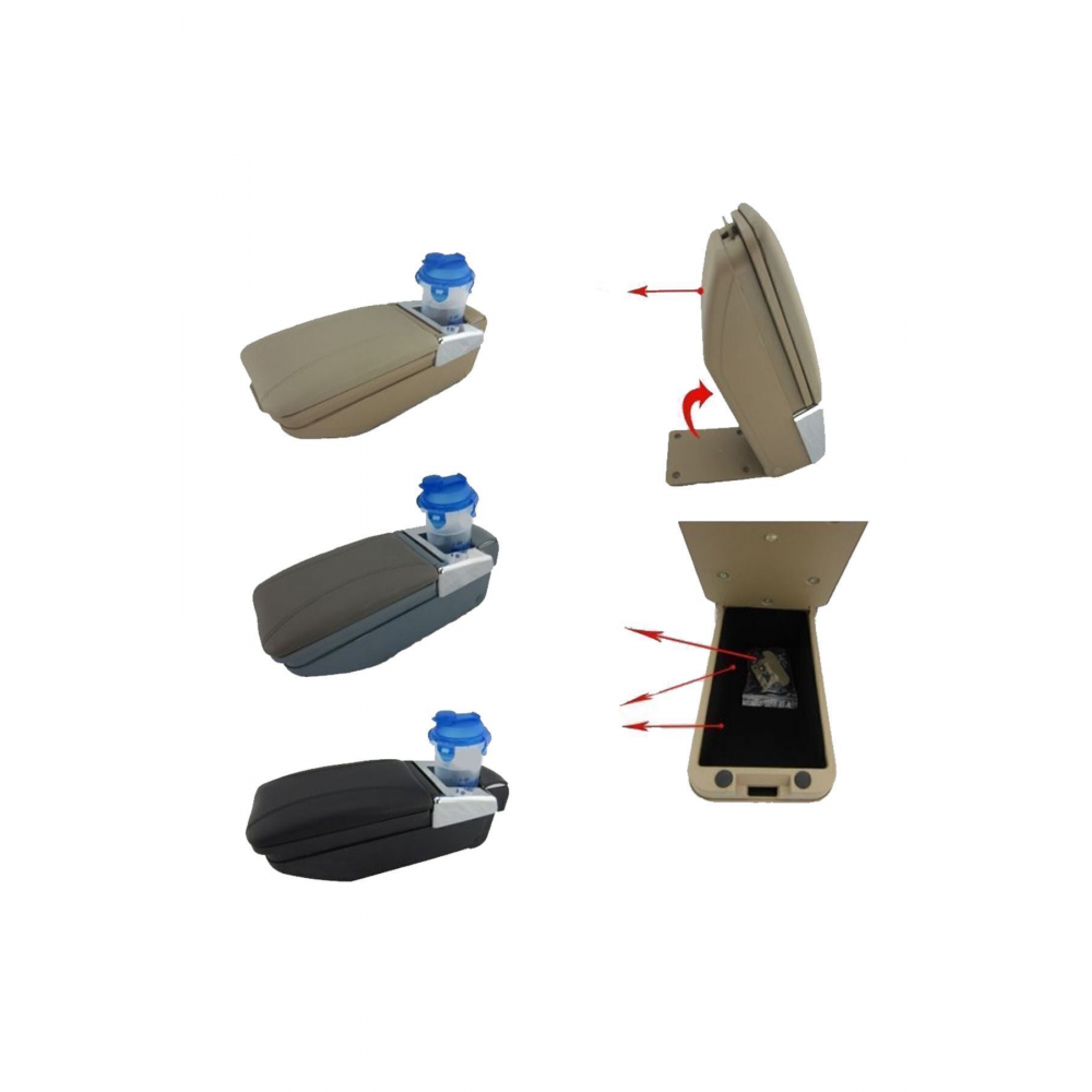 Sürgülü Kolçak Kol Dayama Bardaklık Ve Küllüklü Siyah