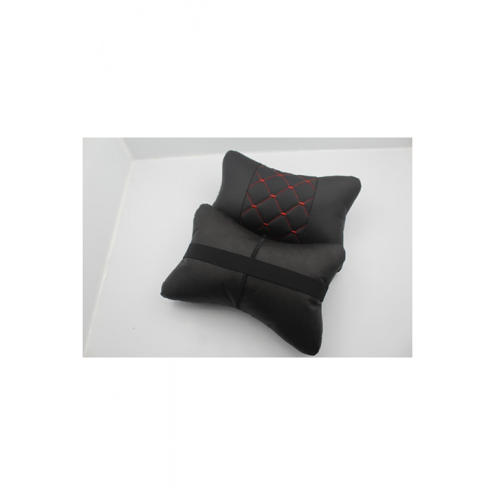 2'li Lüx Ortopedik Oto Boyun Yastığı Kırmızı Desenli
