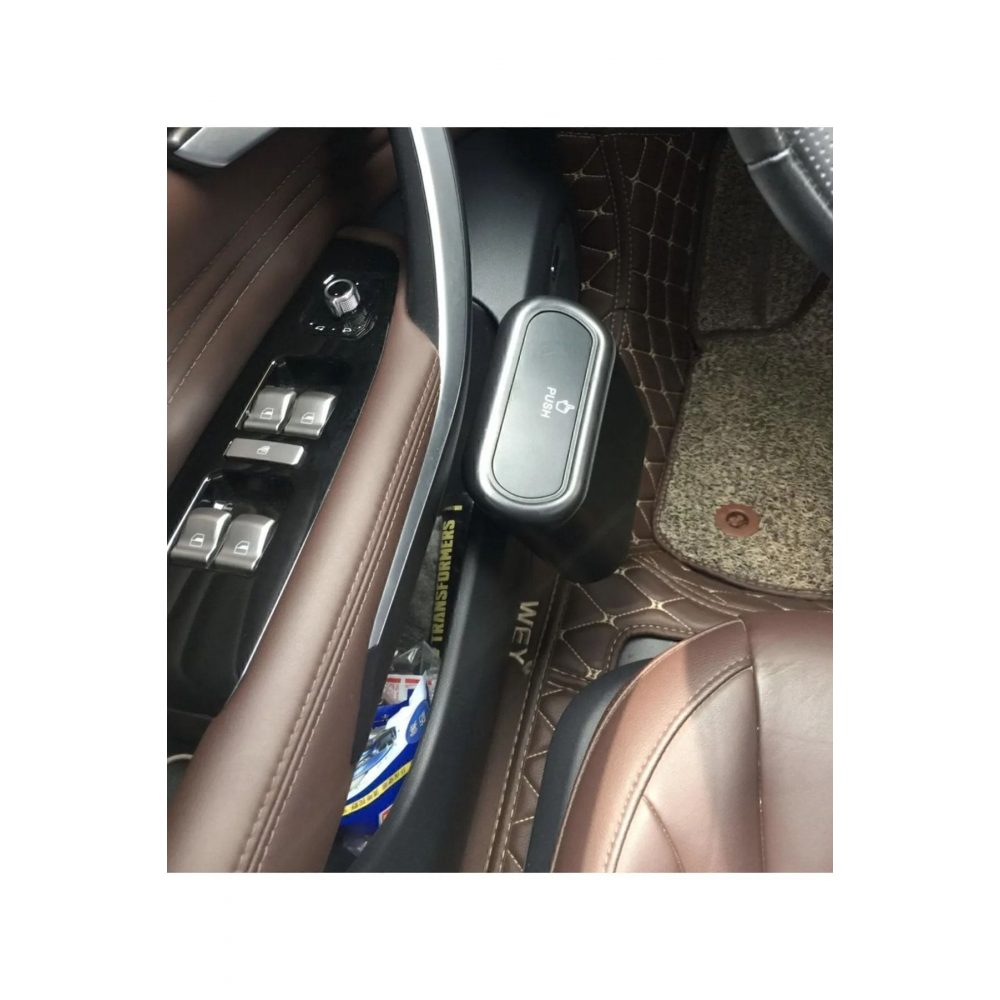 Araba Çöp Kutusu Portatif Araç İçi Taşınabilir Kapaklı Organizer Çöp Kovası İtme Kapaklı Kova(SİYAH)