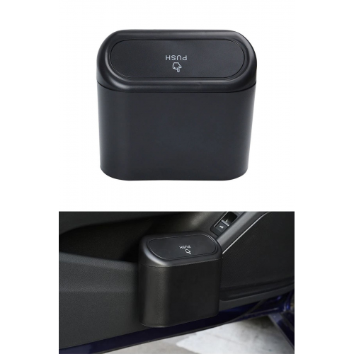 Oto Aksesuar Araba Çöp Kutusu Siyah Portatif Araç İçi Taşınabilir Kapaklı Organizer Çöp Kovası