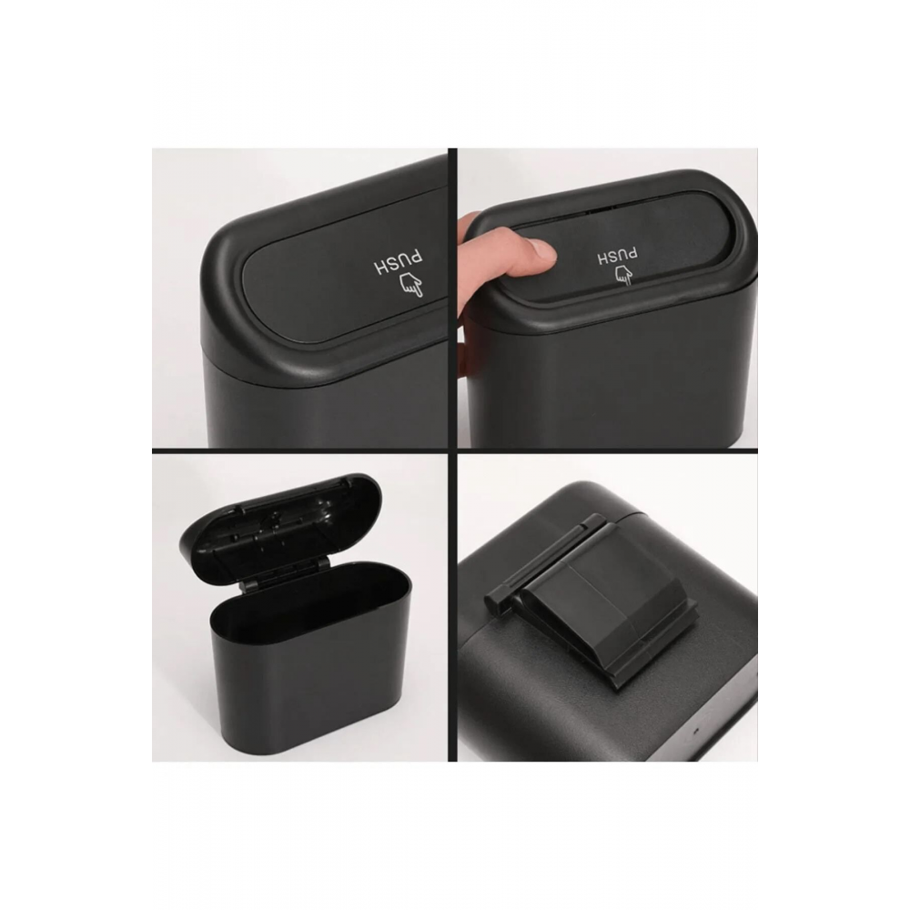 Oto Araba Çöp Kutusu Kapaklı Organizer Çöp Kovası Siyah