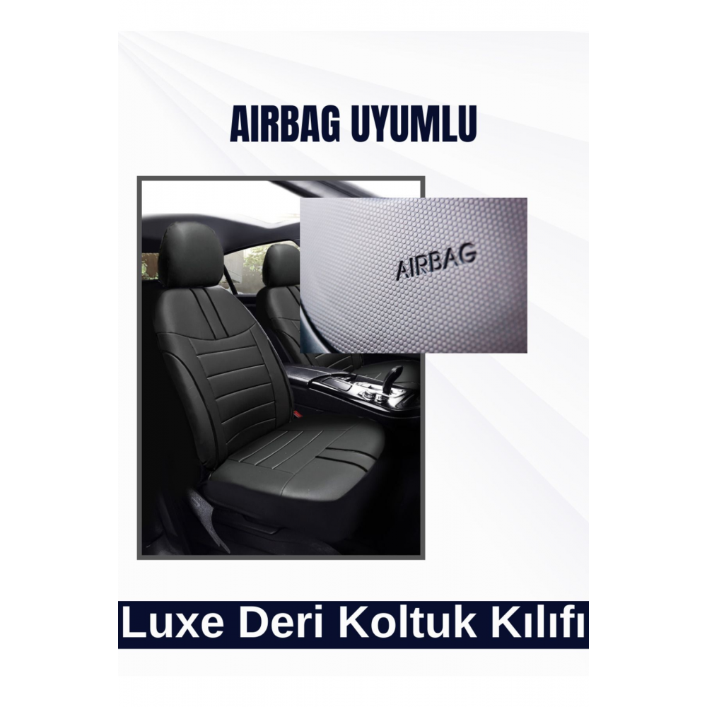 Luxe Deri Modüler Koltuk Kılıfı Takımı Siyah Siyah