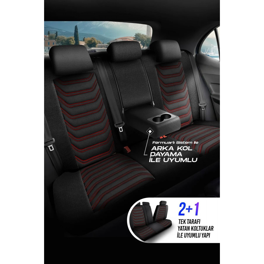 Panda Florida Serisi Pike Kumaş Oto Koltuk Kılıfı - Tam Set