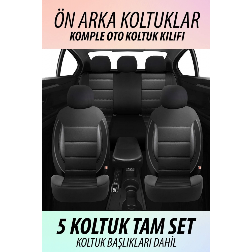 Sport Deri Koltuk Kılıfı Takımı Siyah