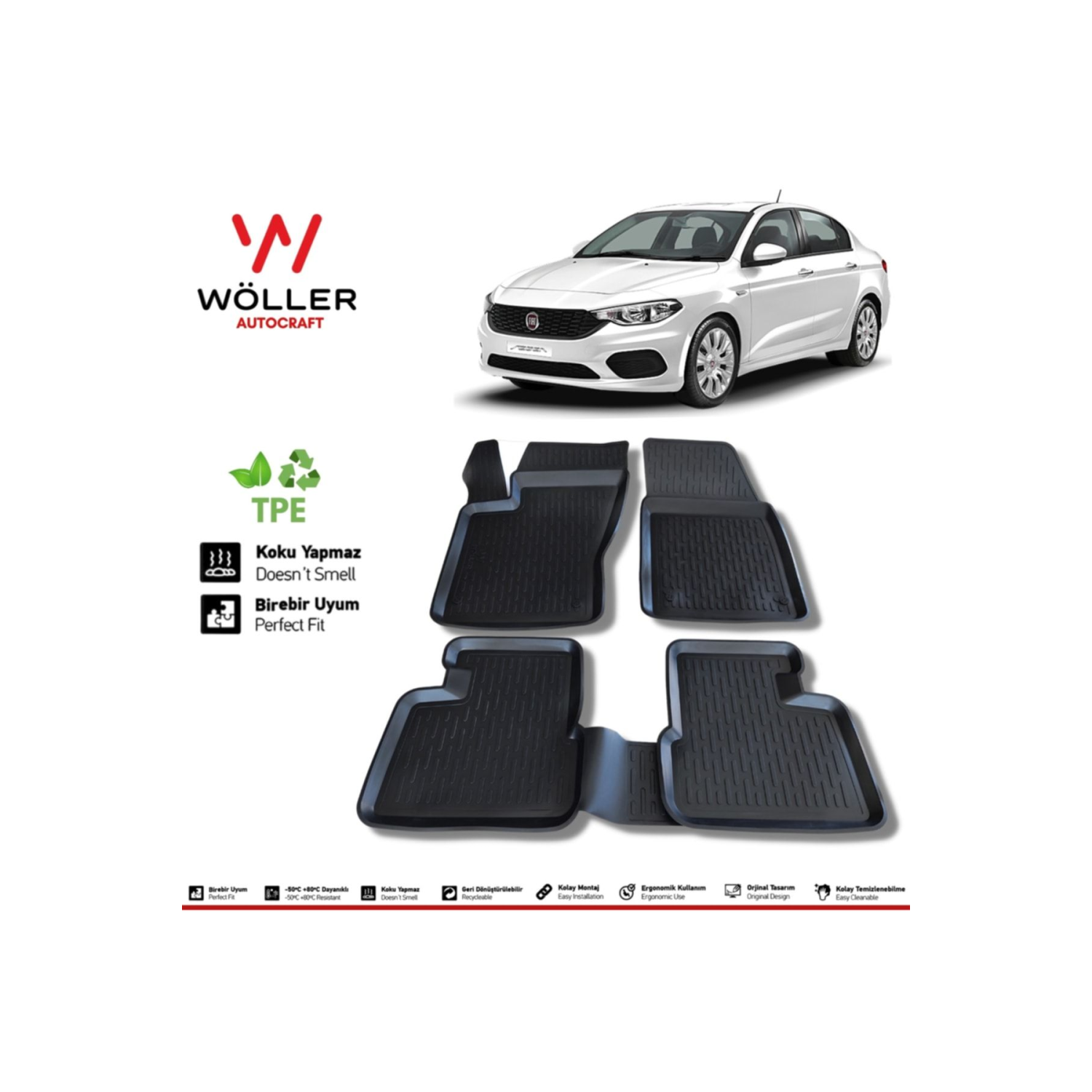 Fiat Egea Paspas 2015 2024 Arası 3d Havuzlu Paspas