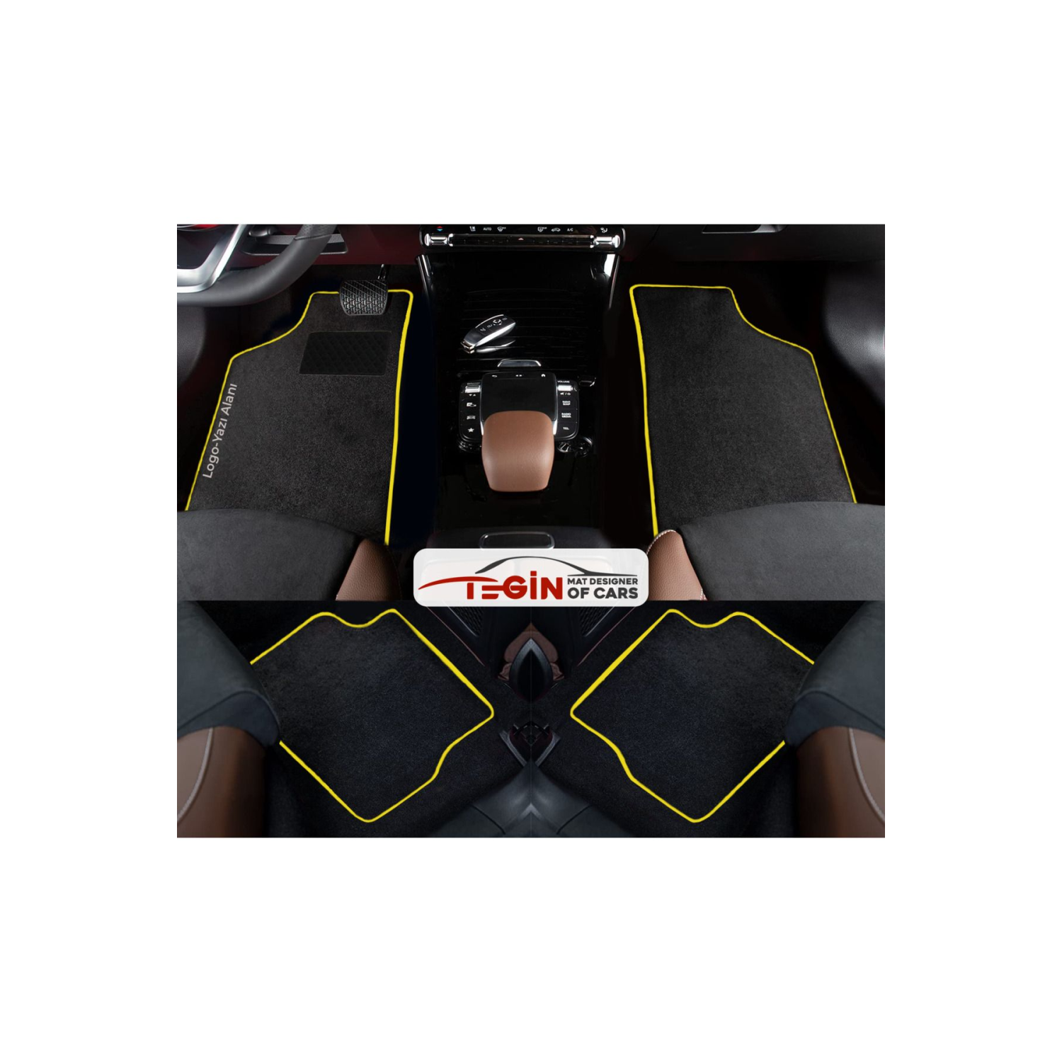 Ford Focus 3 2011-2014 Prime Siyah Halı Sarı Kenar Halı Paspas