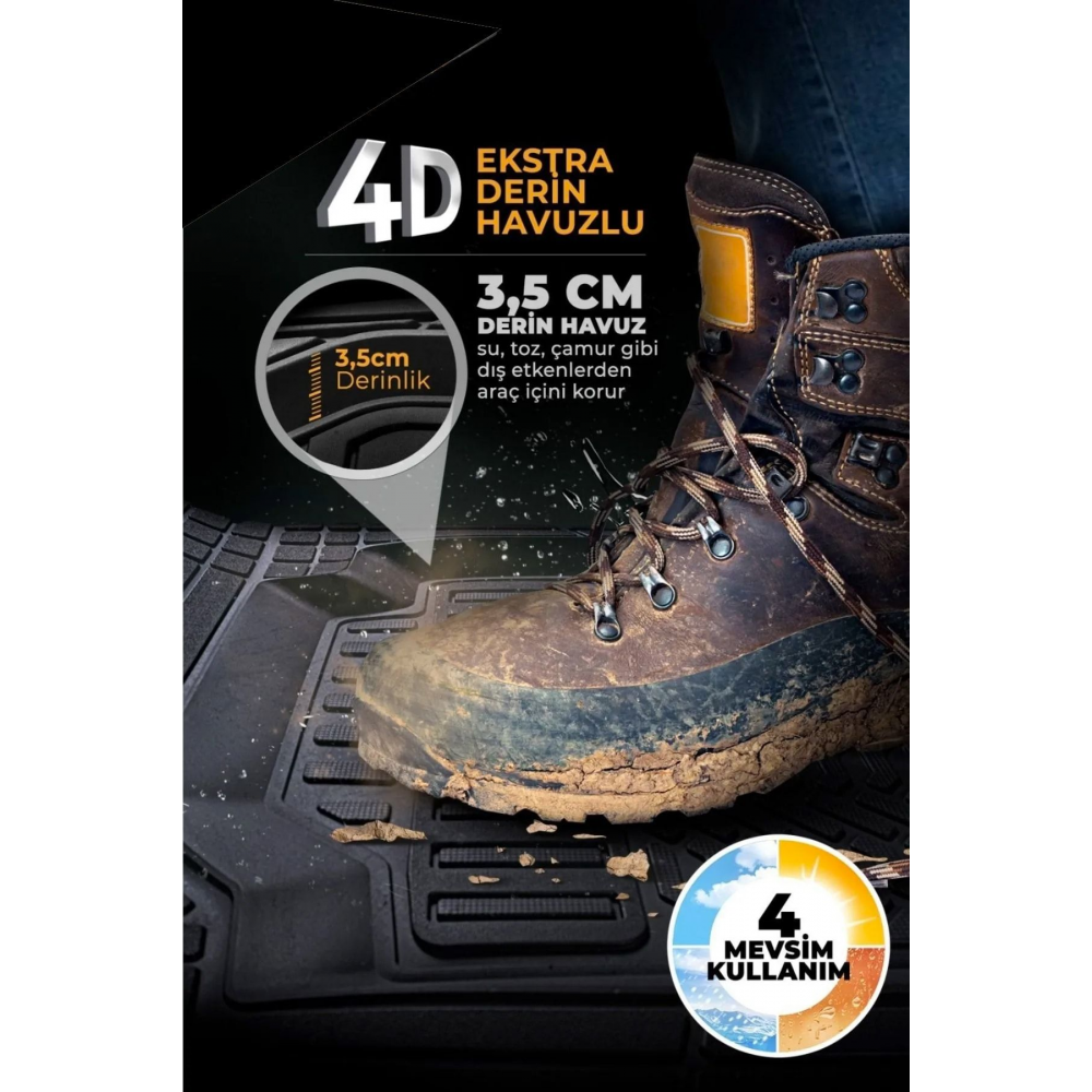 Universal Premium Üniversal Oto Paspas 4d Havuzlu - Lüks Özel Kutusunda premium-paspas-universal