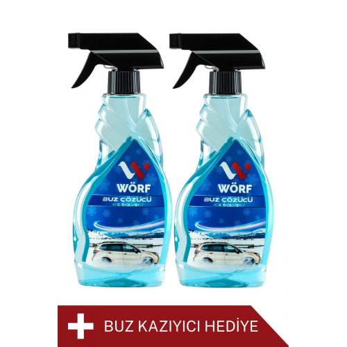 Araba Oto Cam Buz Çözücü Sprey Eko Seri Buzlanma Önleyici Sprey 500 ml 2 Adet Pratik Buz Kazıyıcı