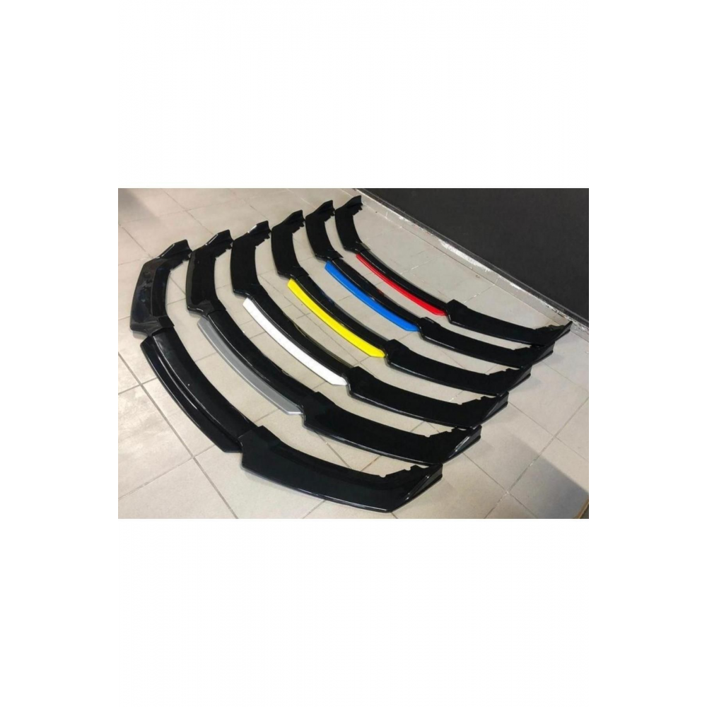 4 Parça Ön Lip Üniversal Ön Tampon Eki Piano Black Kırmızı-mavi-sarı-gri-beyaz