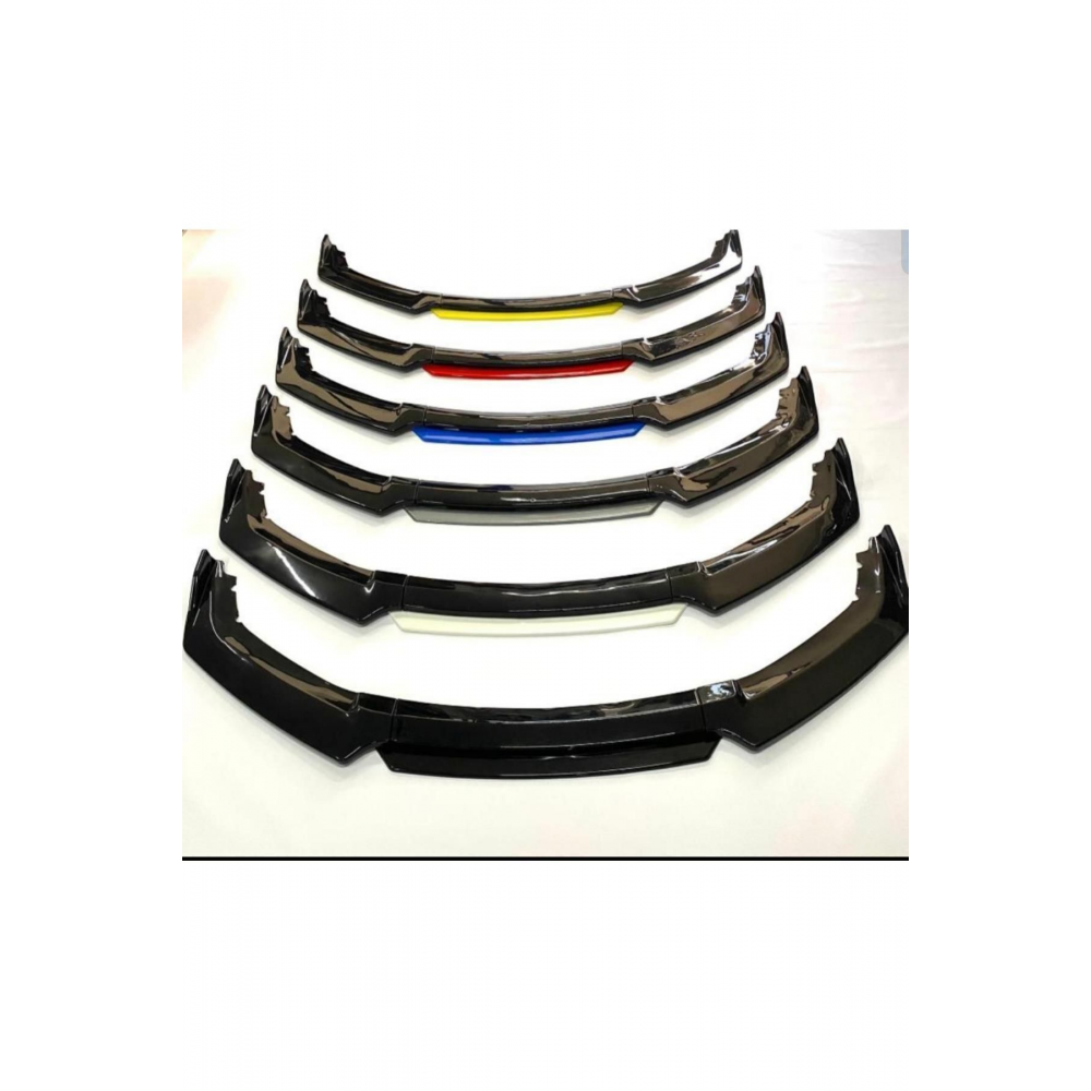 4 Parça Ön Lip Üniversal Ön Tampon Eki Piano Black Kırmızı-mavi-sarı-gri-beyaz