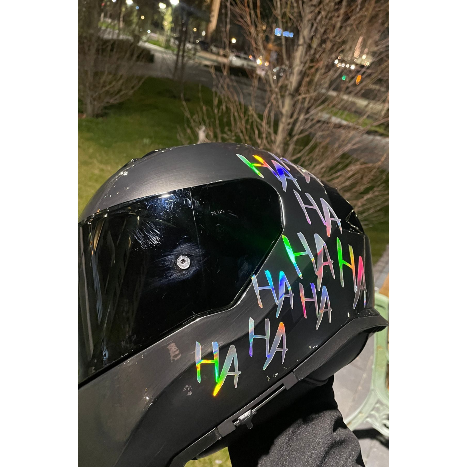 Dekoratif Hologramlı Hahaha Sticker Motor-araba-kask Için Etiket 15cmx30cm (1 ADET)