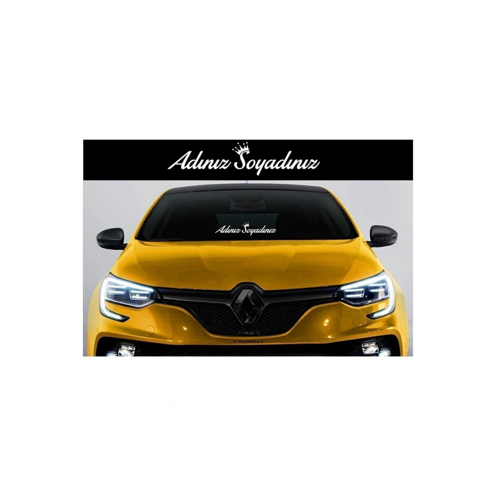 Oto Sticker Size Özel Isim Stance Taçlı Orta Boy Cam Yazısı Araba Stickeri 30cm