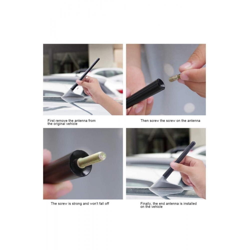 Her Araca Uygun Alüminyum Vidalı Karbon Fiber Oto Radyo Anten Çubuğu