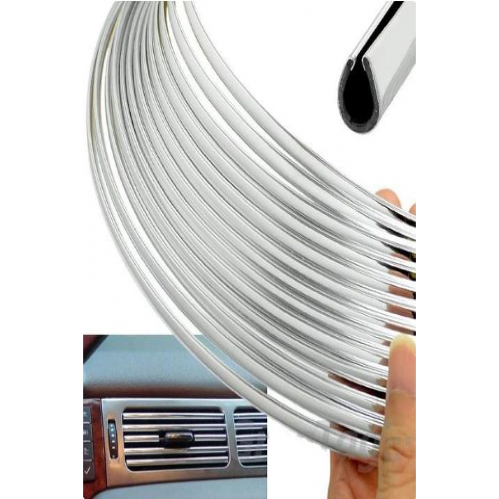 Dekoratif Panjur Krom Kaplama Şeridi 6 Metre Nikelaj