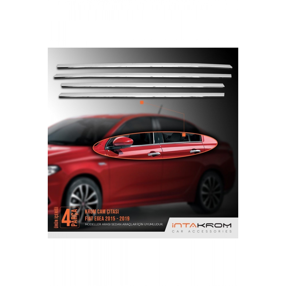 Fiat Egea Krom Cam Çıtası 4 Parça 2015 Ve Üzeri - Sd