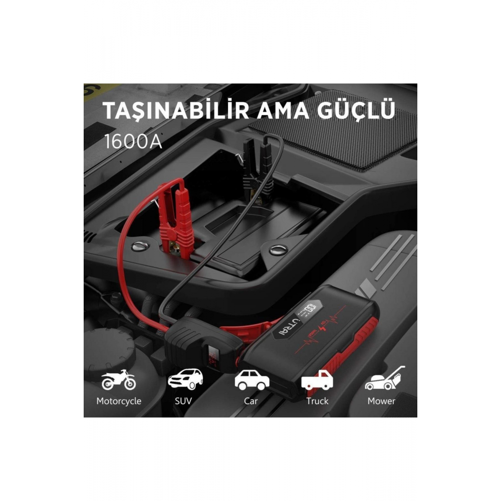 Jstar 3 20000mah 1600a Jump Starter Lcd Ekranlı Taşınabilir Akü Takviye (çanta+power Bank)