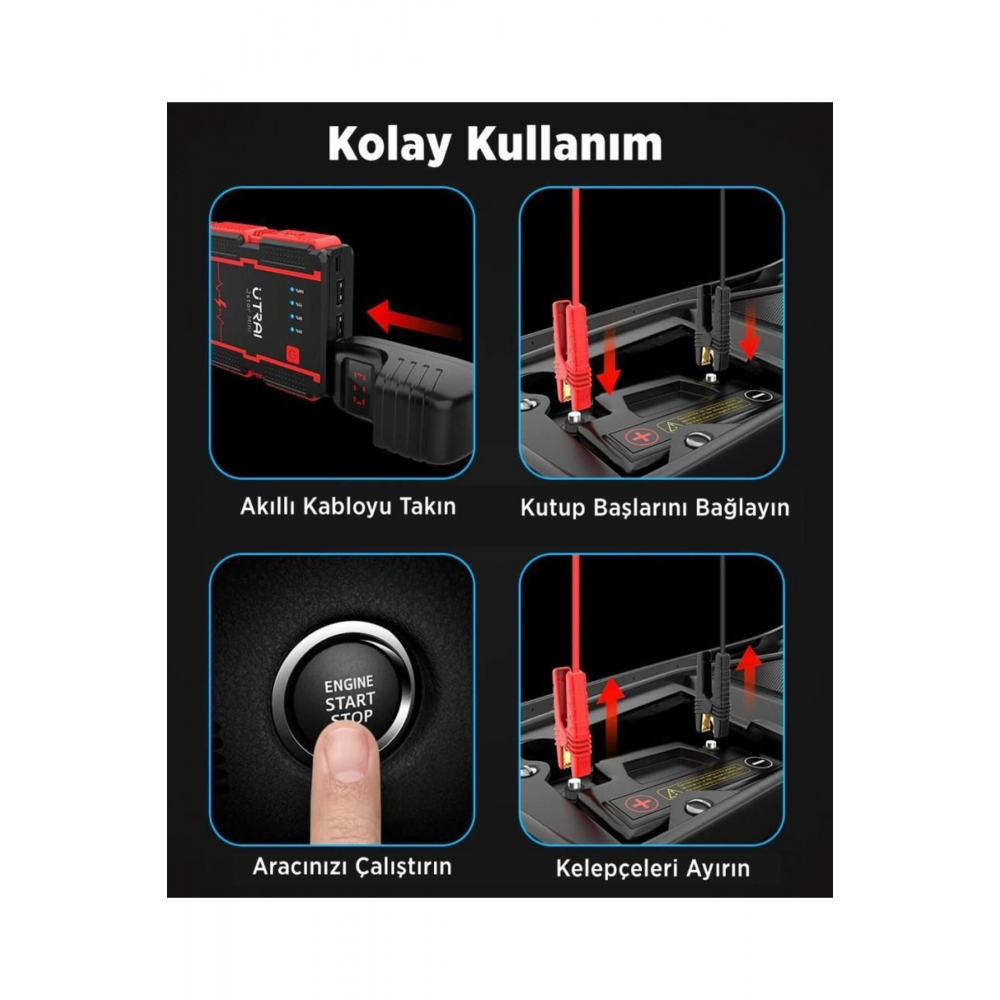 Jstar Mini 13000mah 1000a Jump Starter Taşınabilir Akü Takviye Cihazı ( Powerbank + Led Lamba)