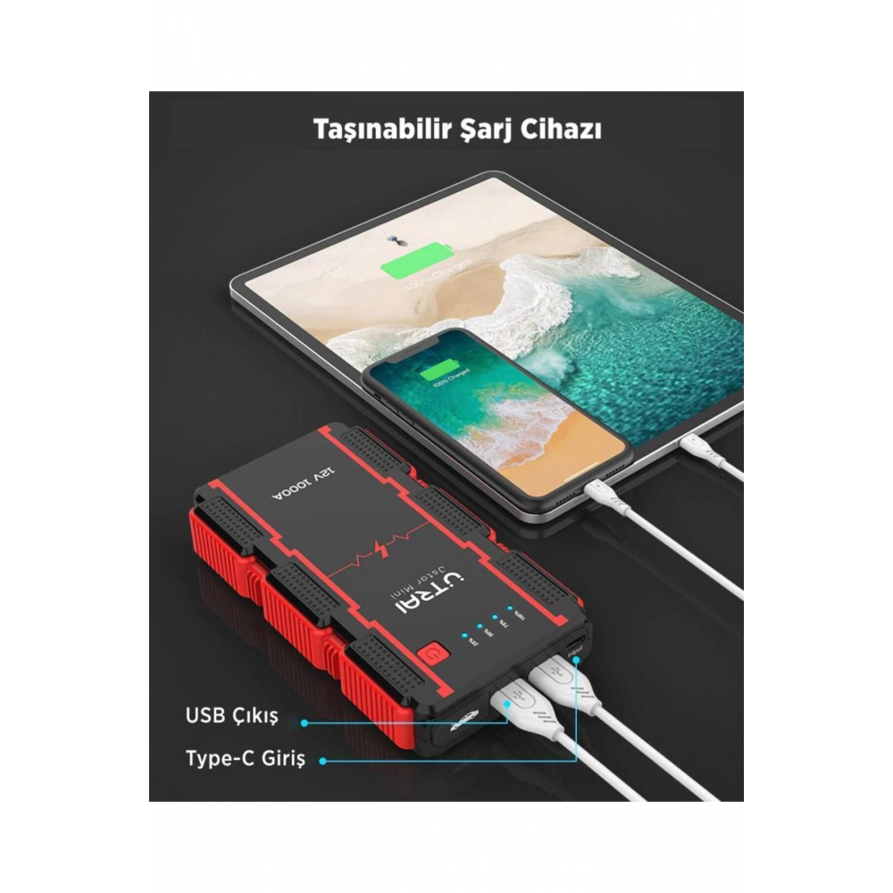Jstar Mini 13000mah 1000a Jump Starter Taşınabilir Akü Takviye Cihazı ( Powerbank + Led Lamba)