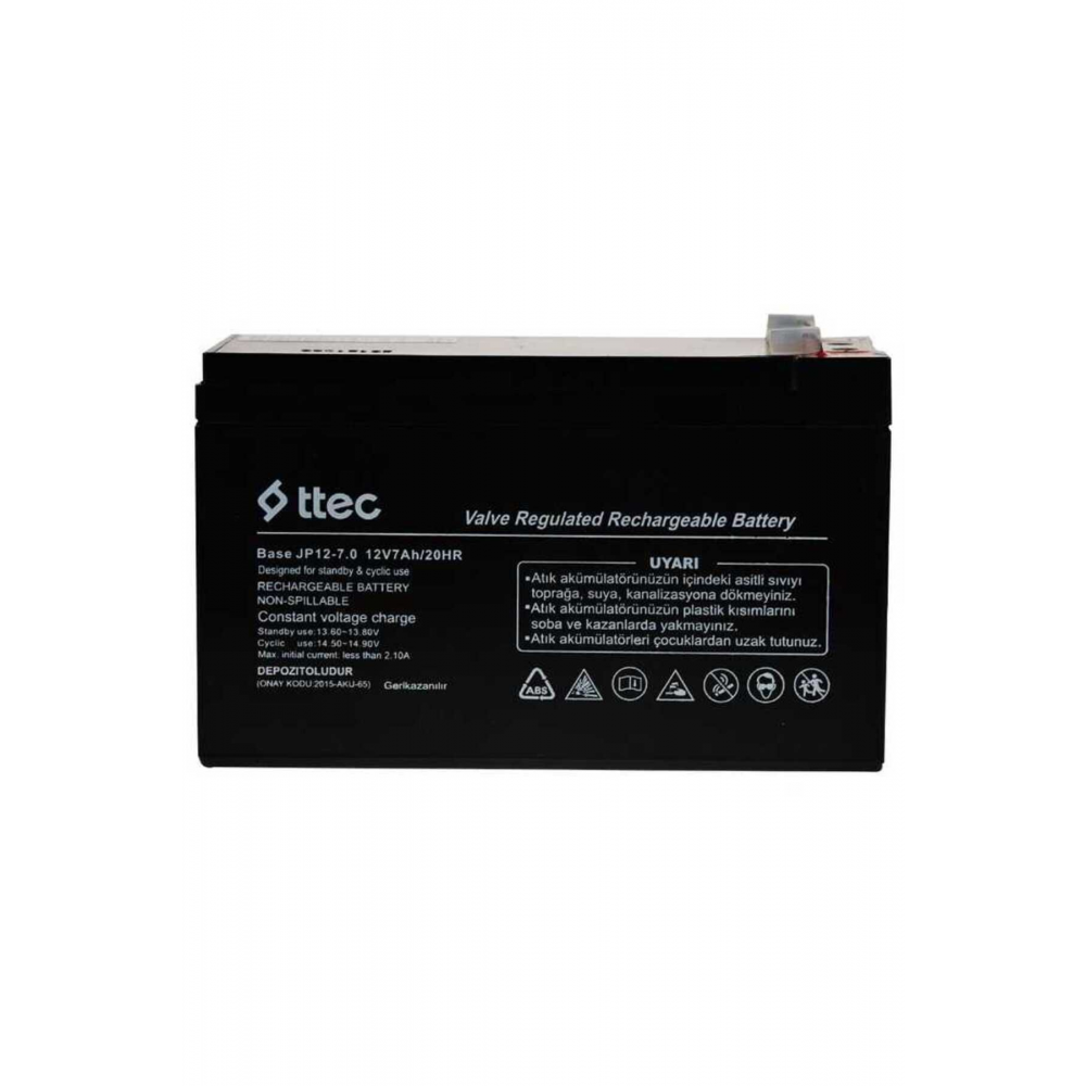 Ttec 12v 7ah- Bakımsız Kuru Akü 2023 Üretim 12 Volt 7 Amper Akü