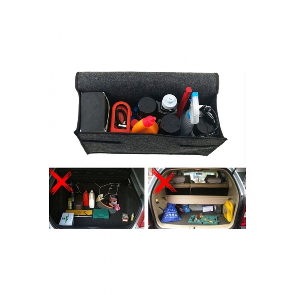 Araba Bagaj Organizer Araç Alet Eşya Düzenleyici Cepli Keçe Çanta Oto Malzeme Ekipman Bebek