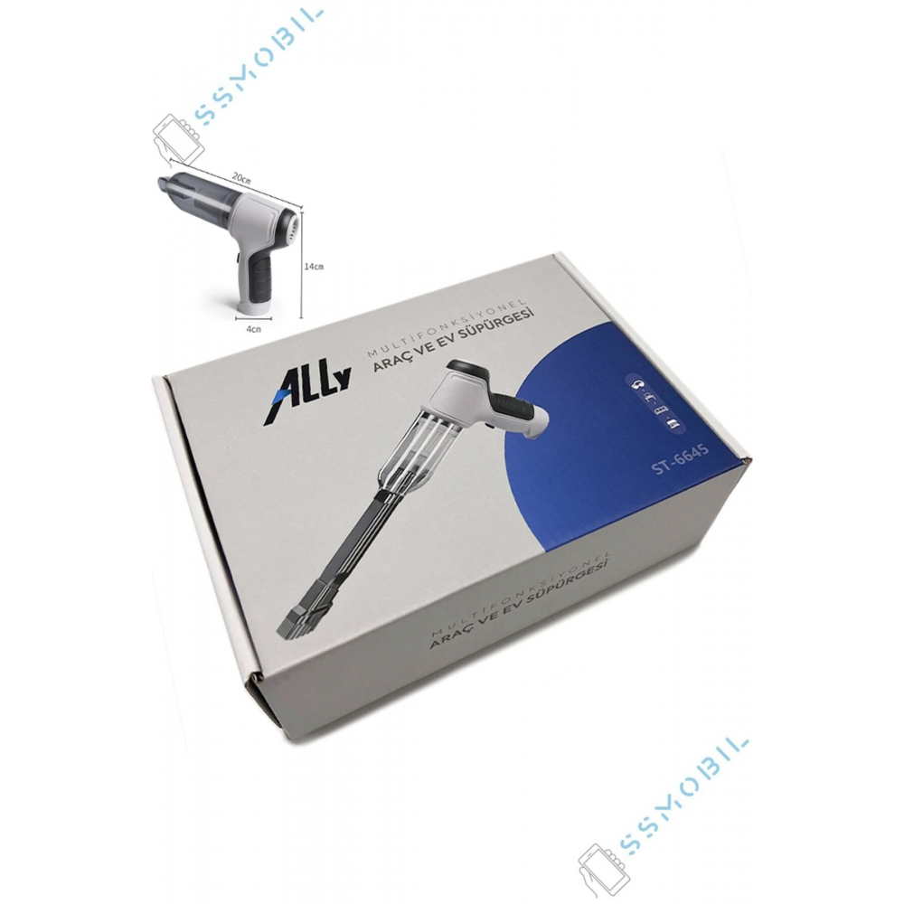 Ally Mini 9000pa Güçlü Emiş Üfleme Özellikli Ev Araç Kablosuz Şarjlı El Süpürgesi 5000mah 120w 2in1