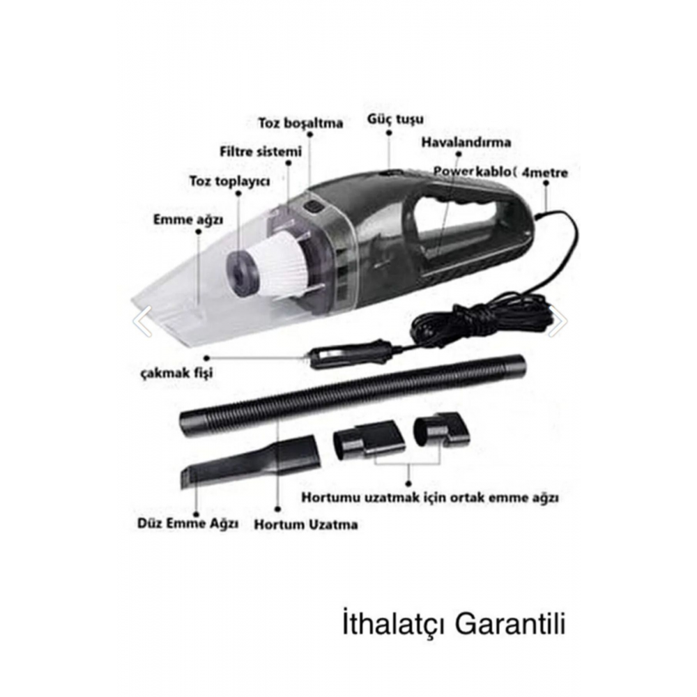 Oto Araç Süpürgesi Çakmaklık Girişli Toz Temizleyici Cihazı Koltuk Bağaj 120 watt