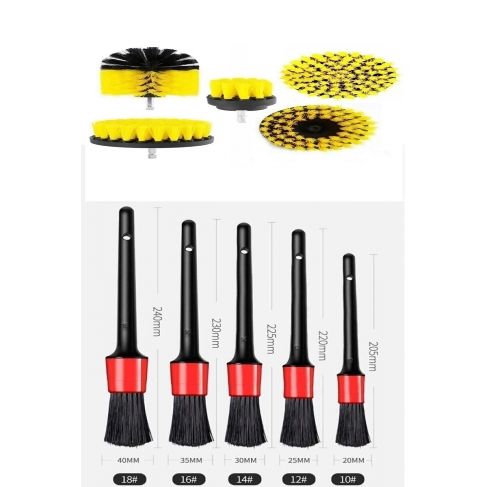 9 Parça Araç Iç Ve Dış Matkap Ucu Uyumlu Detaylı Bakım Fırça Temizleme Seti Toplam 9 Parça Ürün.