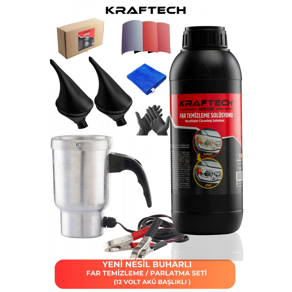 Yeni Nesil Premium I Buharlı Araba Far Temizleme Ve Parlatma Seti I 12 Volt - Akü Başlıklı