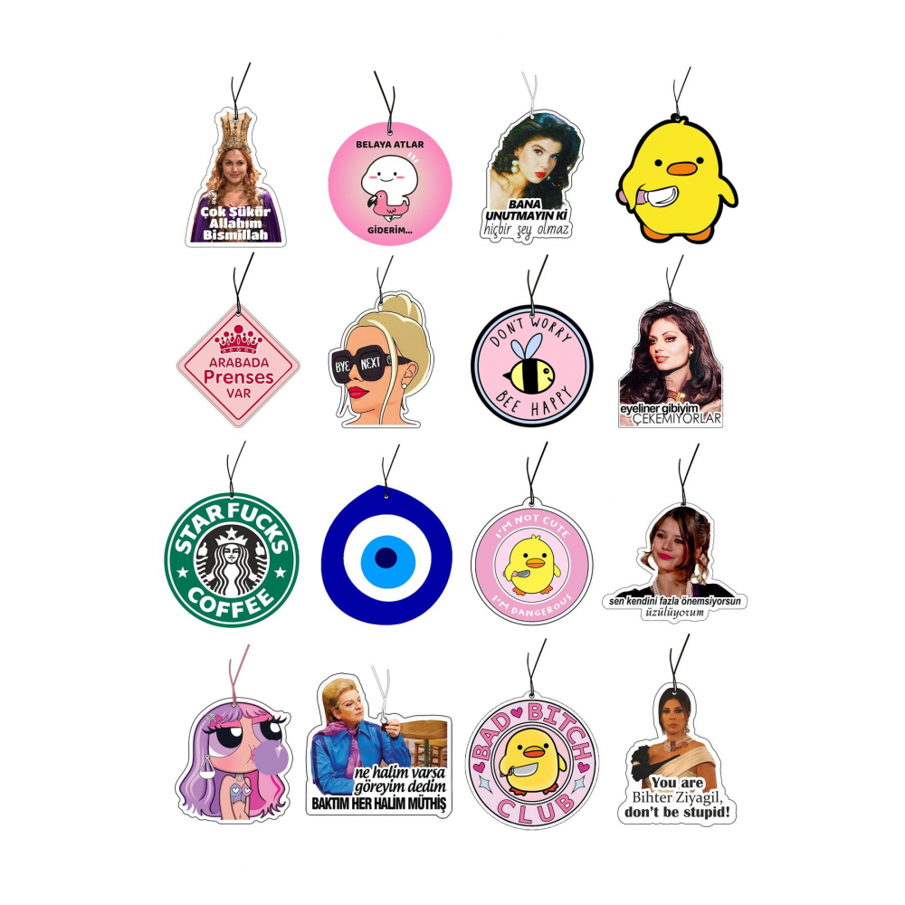 Aşko Kuşko Serisi Tasarımlı Oto Araç Kokusu ve Aksesuar Seti