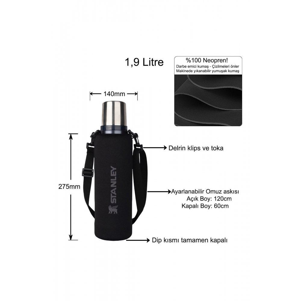Neopren Termos Kılıfı Ve Omuz Askısı - 1.9 Lt Klasik