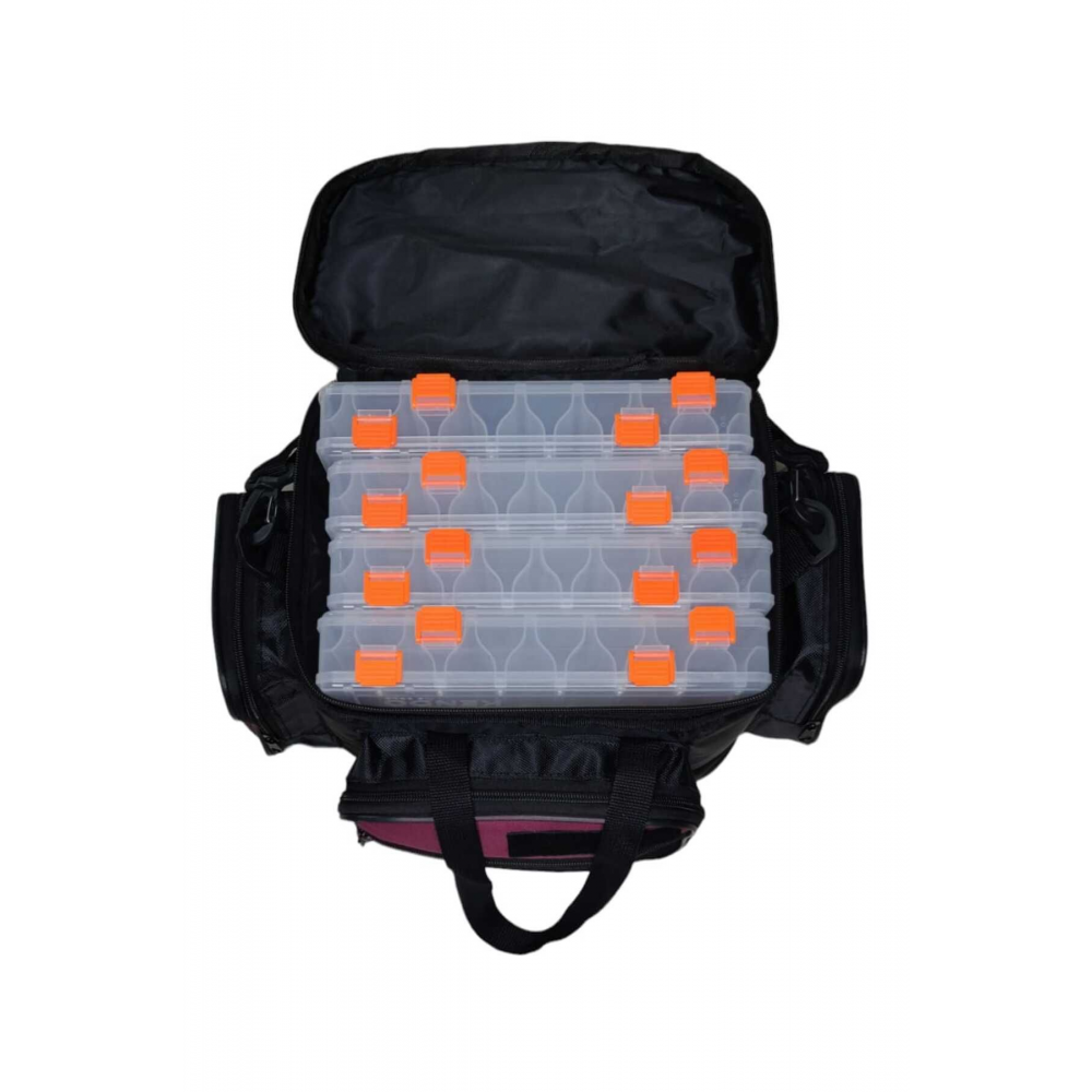 5 GÖZLÜ BALIK PİKNİK OLTA  BALIKÇI  SİYAH TURUNCU OMUZ ÇANTASI