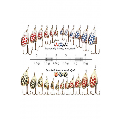 202 Döner Olta Kaşığı Beyaz-kırmızı No:1